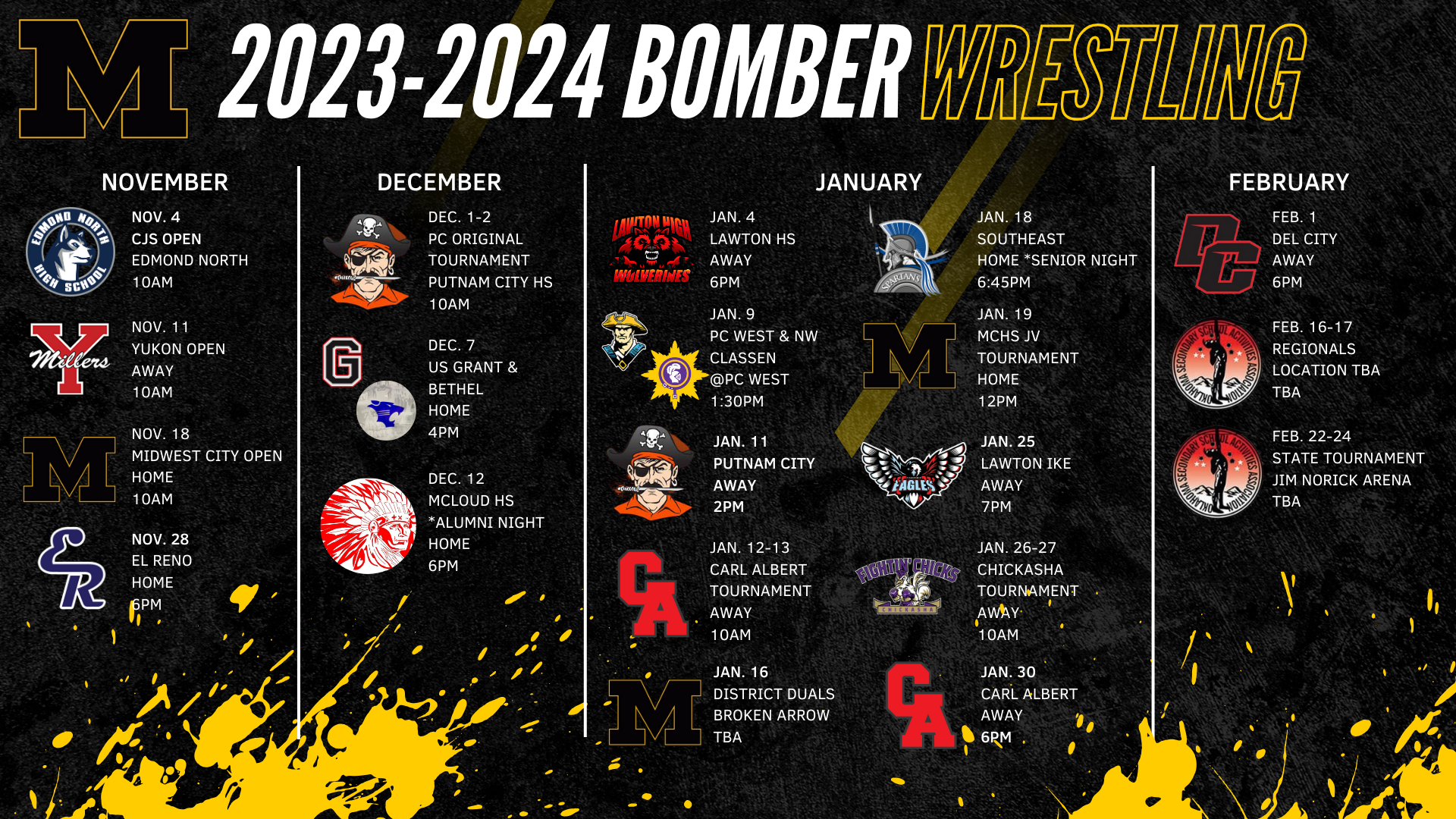 Bomber Wrestling Schedule